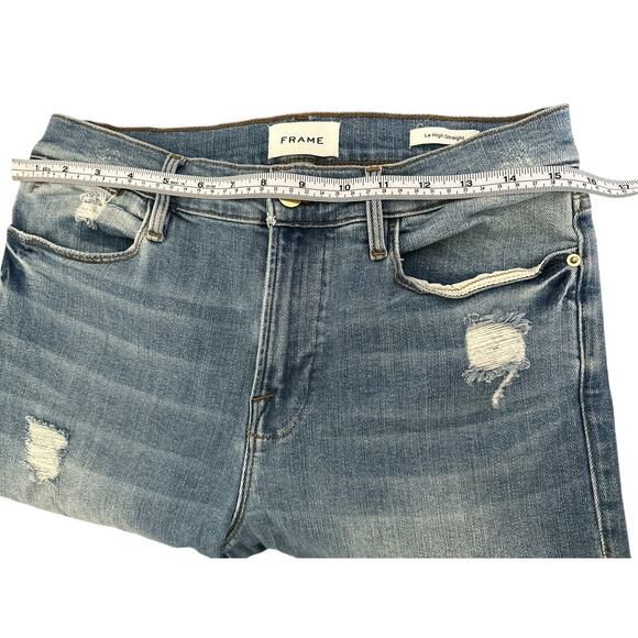 Frame Jeans Womens Size 29 Blue Denim Le High Straight Fit Distressed Ankle - Picture 9 of 10
